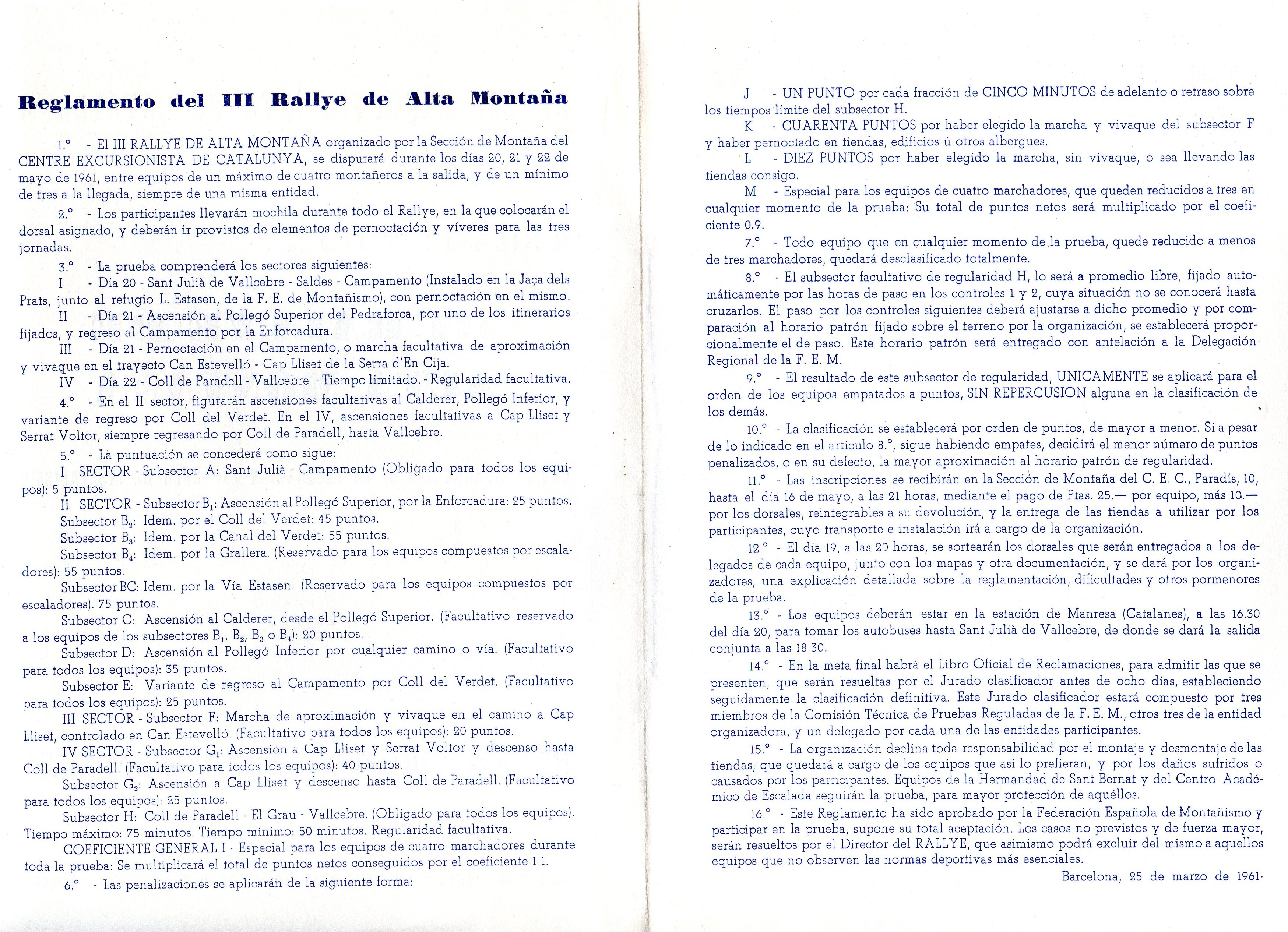 Reglamento del III Rallye de alta montaña con la aprovación de la Federación Española de Montañismo : Pedraforca y Serra d'En Cija - Miniatura 2